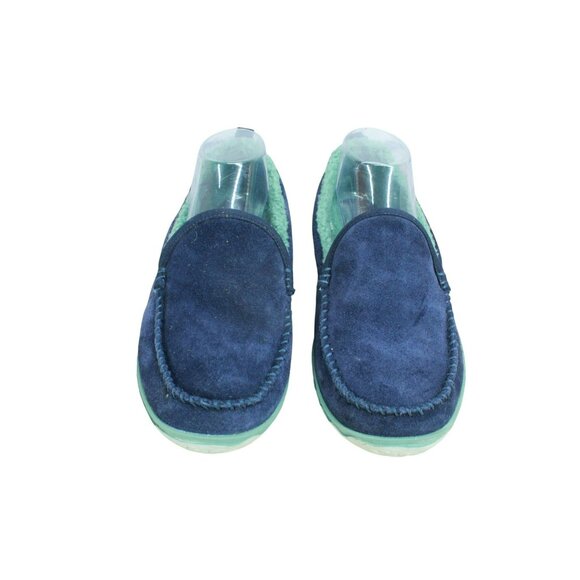LL Bean Blue Suede Fleece Lined Mountain Moccasin Slippers Slip-On Size 9 M - Picture 5 of 9